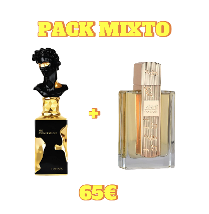 Pack Dúo Irresistible: Perfumes Árabes Lattafa His Confession (Masculino) y Agham (Femenino) - 2x100ml
