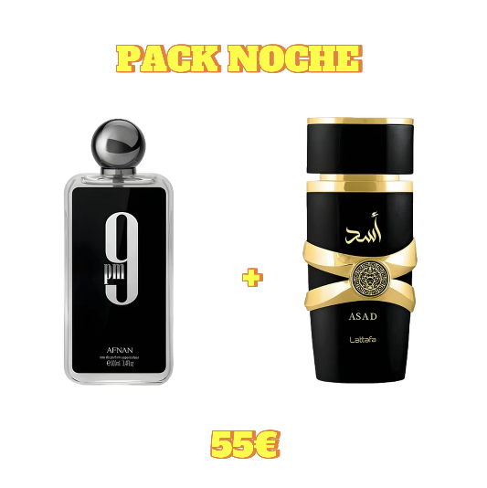 Pack "Imprescindibles de la Noche": Lattafa Asad y Afnan 9pm (2x100ml)